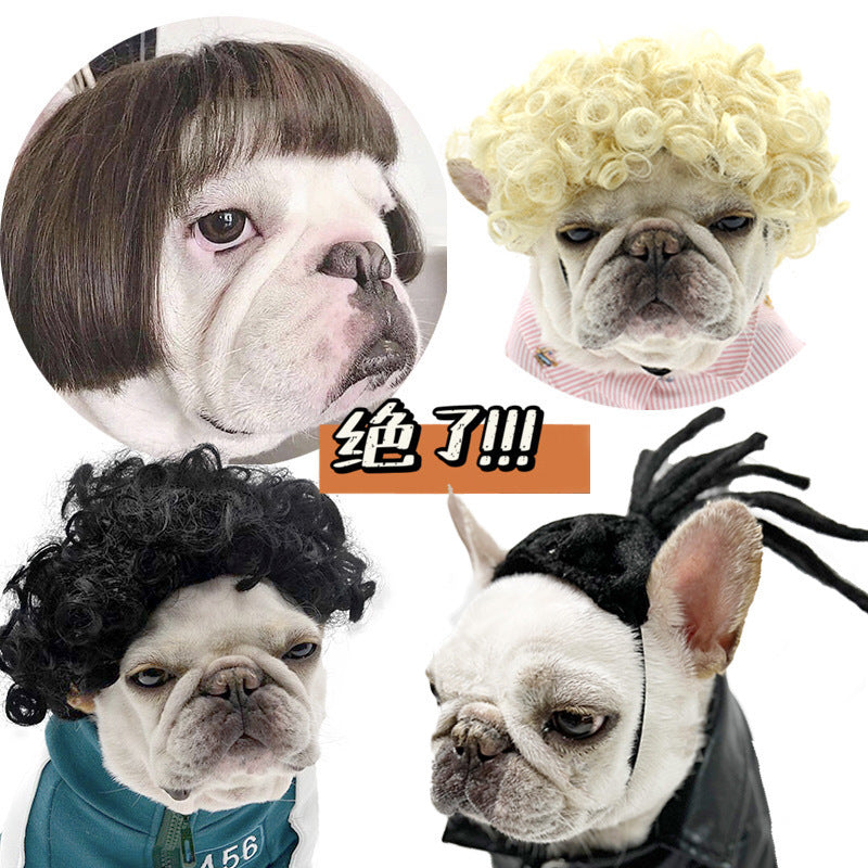 Pet wigs, dog wigs, pet Halloween pet decorations, curly and straight cat wigs