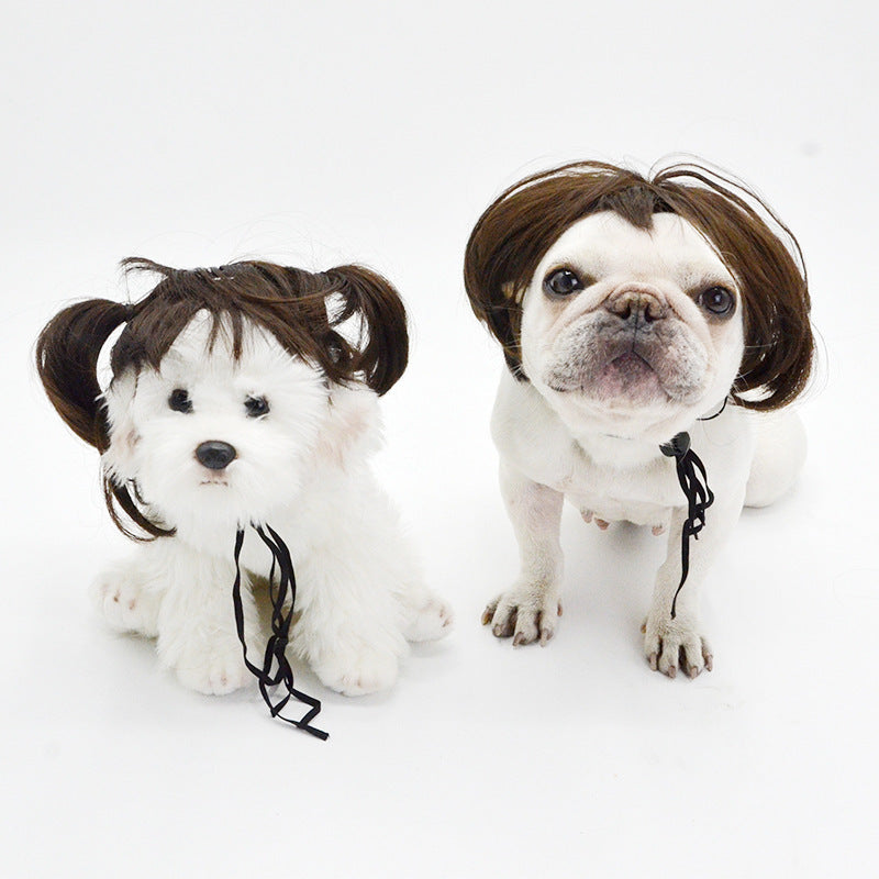Pet wigs, dog wigs, pet Halloween pet decorations, curly and straight cat wigs
