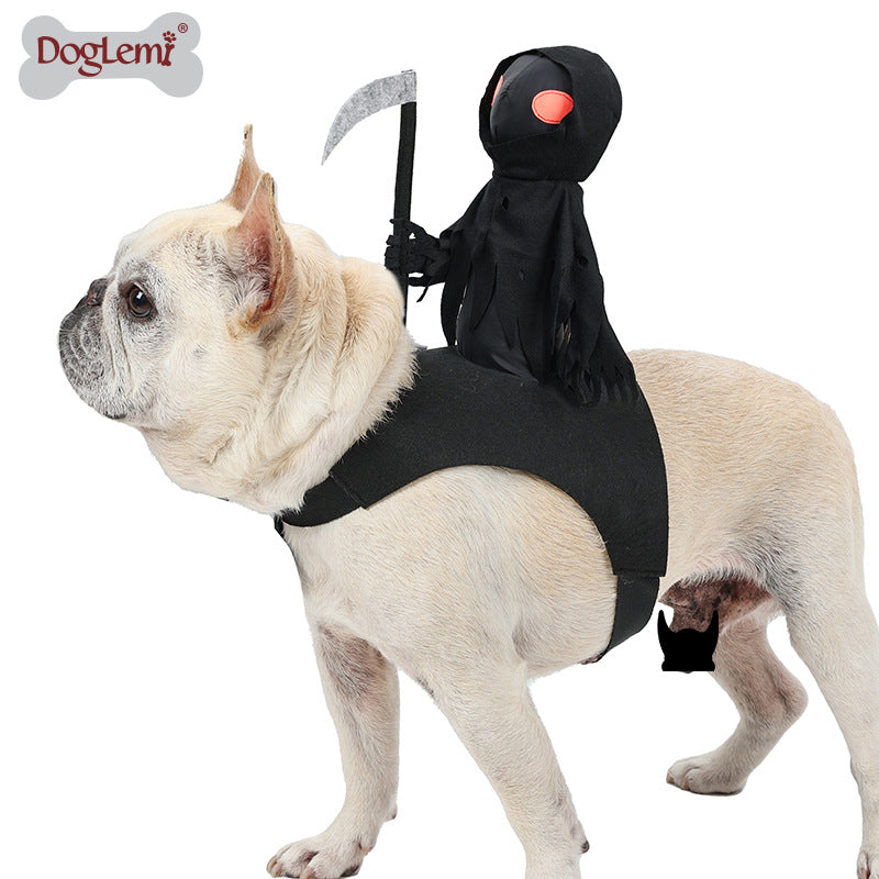 Dog dark Harvest Knight transformation costume, pet costume, Halloween funny costume, cat cute riding costume